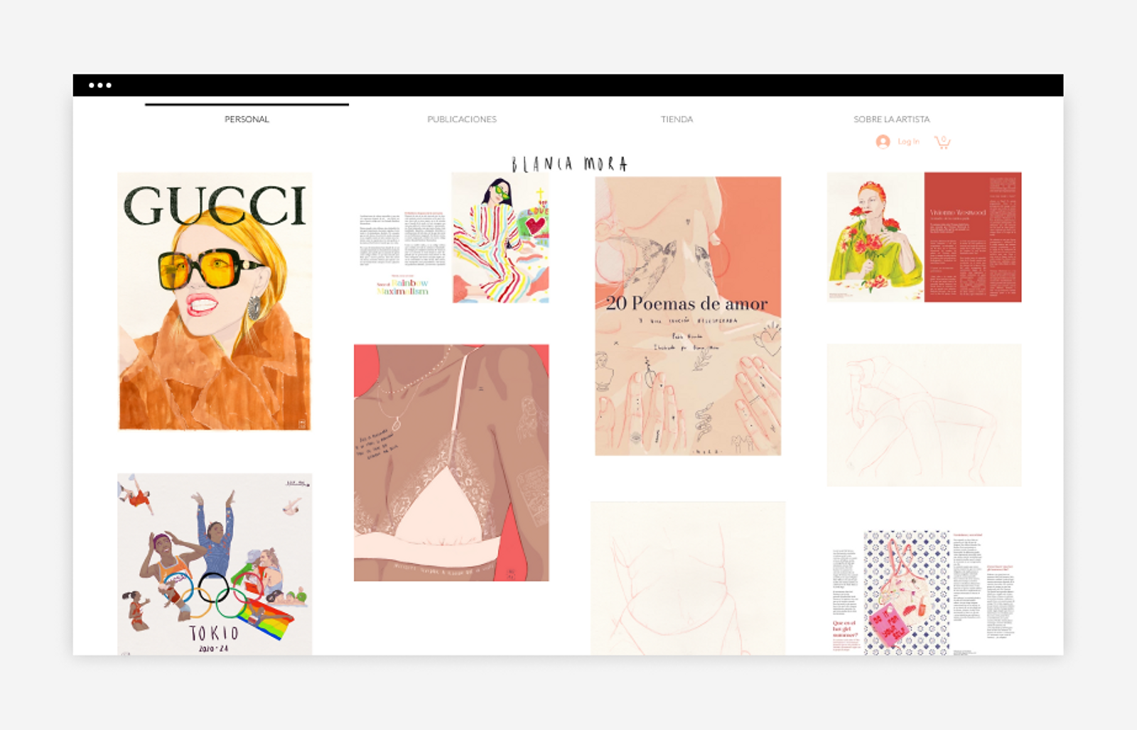 Modern card based website layout example by Blance Mora