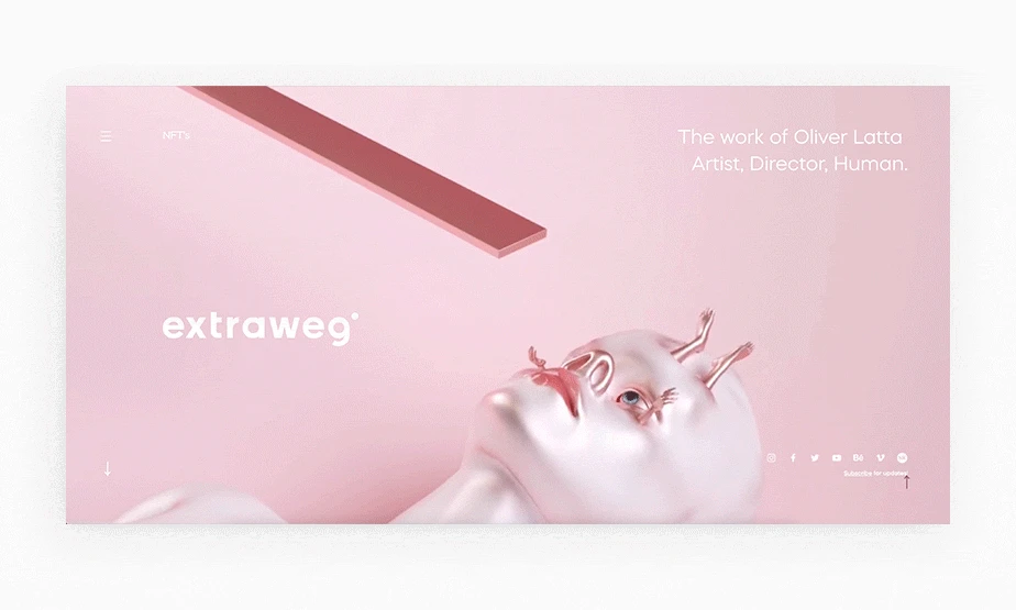 example of 3D modern websites by Extraweg
