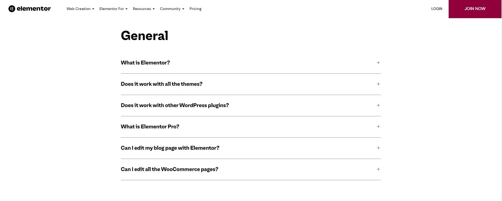 Elementor FAQ